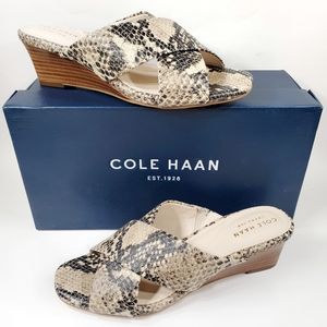 Cole Haan Adley Nude Snake Print Wedge Sandals